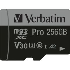 Verbatim MicroSD, 256GB, micro SDXC, 47045, UHS 3 (U3), v30 Atmiņas kartes micro SD SDHC