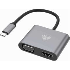 Aula UC-901 2in1 Video Adapteris - Pāreja no USB-C uz Hdmi 4K 30Hz / VGA monitora ligzda