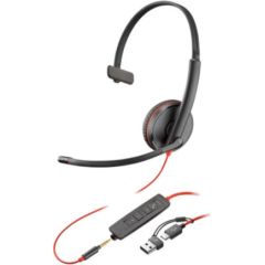 Sennheiser HP Poly Blackwire 5210 Monaural USB-C Headset +3.5mm Plug +USB-C/A Adapter (207577-201) / 8X230AA