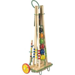 Londero Croquet Set 6 kroketa komplekts ar koka ratiņiem un metāla turētāju (09206)