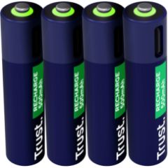 Baterijas Trust USB-C Rechargeable AAA Batteries 4pack Bateriju lādētāji