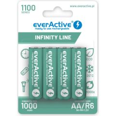 Rechargeable batteries everActive Ni-MH R6 AA 1100 mAh Infinity Line - 4 pieces Baterijas un akumulatori