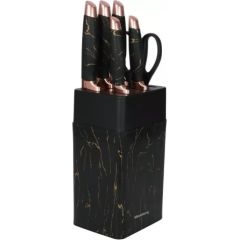 Virtuves naži statīvā, ar melnu un brūnu dizainu, komplektā 7 priekšmeti, Klausberg Citi trauki