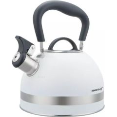 Tējkanna ar svilpi, 1,8L, nerūsējošais tērauds, balts, KINGHoff. Tējkannas (elektriskās)