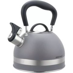 Tējkanna ar svilpi, 1,8L, nerūsējošais tērauds, pelēks, KINGHoff. Tējkannas (elektriskās)