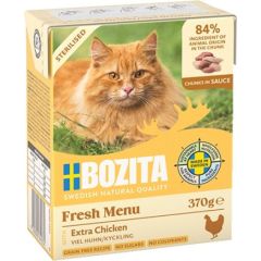 BOZITA Sterylised - Extra kurczak kawałki w sosie - mokra karma dla kota - 370g Barība