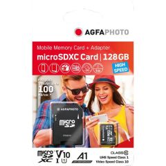 AgfaPhoto MicroSDXC UHS-I  128GB High Speed Class 10 U1 V10 Atmiņas kartes micro SD SDHC