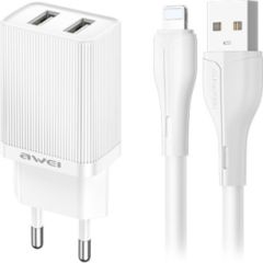 Charger Awei C15L-EU 2xUSB-A 10W + USB to Lightning cable white