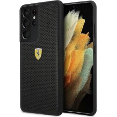 Ferrari FESPEHCS21LBK S21 Ultra G996 | melns cietais maciņš On Track Perforated