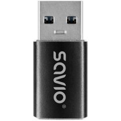 Adapteris Savio AK-81 USB-A to USB-C Black Data USB kabeļi