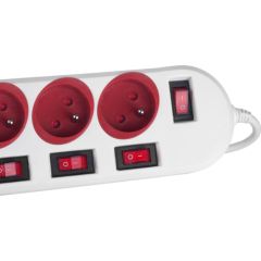 Maclean power strip, 5 socket extension cable, with switches, 250VAC/10A, 1.5m, MCE204 R/W