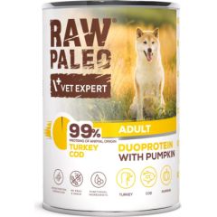 RAW PALEO Duoprotein Turkey & Cod Adult - wet dog food - 400g Barība