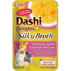 INABA CAT Dashi Delights Silky Broth Chicken with Salmon - cat treat - 40g Kaķu sausā barība