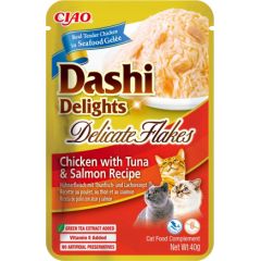 INABA CAT Dashi Delights Delicate Flakes Chicken with Tuna & Salmon - cat treat - 40g Kaķu sausā barība