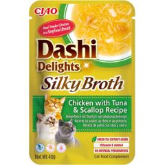 INABA CAT Dashi Delights Silky Broth Chicken with Tuna & Scallop - cat treat - 40g Kaķu sausā barība
