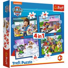 TREFL PAW PATROL Pužļu komplekts 4 in 1 Ķepa Patruļa Puzles