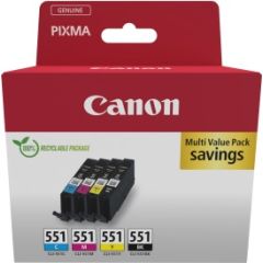 Canon CLI-551 (6509B016) Ink Cartridge Multipack, C/M/Y/BK Lāzerprinteru izejmateriāli