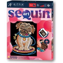 KITFIX Amatniecības komplekts Sequin Art Red spīdumiņu māksla, Mopsīte Lilija
