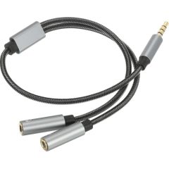 RoGer SP35Y Audio adapteris  / dalītājs 2x 3.5mm stereo + mikrofons / 4 pin