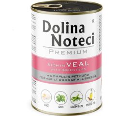 Mokra karma dla psa Dolina Noteci Premium bogata w cielęcinę z zielonym groszkiem puszka 400 g Suņu barība