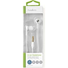 Nedis Vadu austiņas ar 3,5 mm kontaktdakšu un iebūvētu mikrofonu, baltas krāsas Austiņas