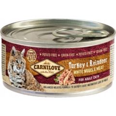 CARNILOVE Cat Turkey & Reindeer White Muscle Meat – wet food for cats – 100 g