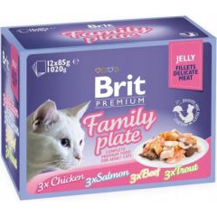 BRIT Premium Family Plate Fillets in Jelly Mix of Flavors - wet food for cats - 12x85g Kaķu konservi