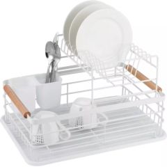 Divstāvu trauku žāvēšanas statīvs, tērauds-plastmasa-koks, balts - KINGHoff KH 1798 Citi trauki