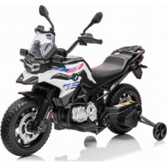 Ramiz elektriskais motocikls bērniem – BMW F850 GS baltā versijā Bērnu elektriskie motocikli un kvadracikli 