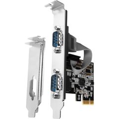 Axagon PCI-Express card with two 250 kbps serial ports. ASIX AX99100. Standard & Low Profile.