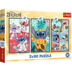 TREFL DISNEY STITCH Pužļu komplekts Stitch pasaule, 3x80 gab. Puzles