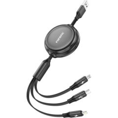 3w1 Foneng X113 1.1M Czarny Cable Data USB kabeļi