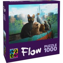 Brain Games FLOW Puzzle 1000 - Cat  Dog  Capibara  Bird  Lemur on the boat