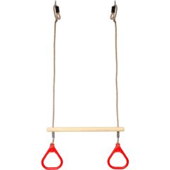 Vingrošanas trapece ar plastmasas riņķiem, sarkanā krāsā Šūpoles