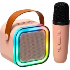 RoGer K12 Bluetooth karaoke komplekts RGB / 6W / rozā Mikrofoni