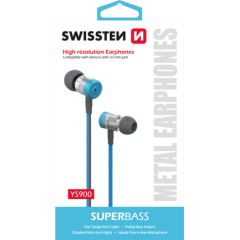 Swissten SuperBass Earbuds Metal YS900 Stereo Austiņas ar mikrofonu 3,5mm / 1.2m Austiņas