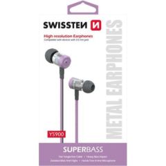 Swissten SuperBass Earbuds Metal YS900 Stereo Austiņas ar mikrofonu 3,5mm / 1.2m Violetas Austiņas