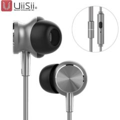 UiiSii GT500 Metal Hi-Fi Универсальные наушники c Mикрофоном и пультом / 3.5mm / Серебряный