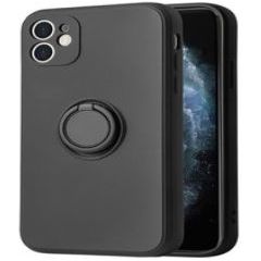 iLike Apple  IPHONE 12 PRO MAX SILICONE CASE RING Black Neoriģinālie Maciņi