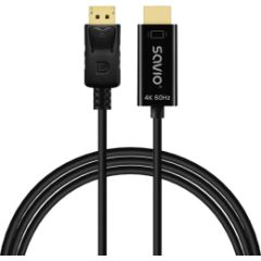 Kabelis SAVIO Display Port - HDMI 4K 60Hz 1,5m HDMI vadi