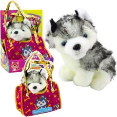 Leantoys Piesek Husky W Torebce Pluszowy Maskotka Przytulanka Biało Szary Mīkstās rotaļlietas