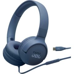 JBL Tune 520CB stereo vadu USB-C saliekamie auss austiņas ar mikrofoniem un balsi kontrolējošu tālvadību zils Austiņas