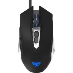Aula S50 Multi-krāsu apgaismojuma Vada Spēļu Optiskā pele 7 pogas 800-4800dpi ar ergonomisku formu Melna