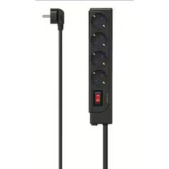 Hama 6-Veidu Strāvas Aizbāzni Ar Apgaismotu Slēdzi PG Savienotājs 1,5m Kabelis Melns Jaunumi - Datori