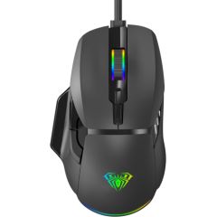 Aula F815 RGB Vadu USB Spēļu Pele ar 7 Pogām / Makro 12800dpi Melna