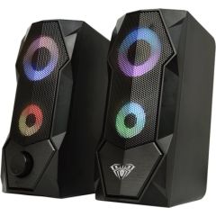 Aula N-301 Stilīgas Kompaktas Datora / Poratīvā 2.0 10W Stereo Skaļruņi 3.5mm + USB RGB + Pults Melna