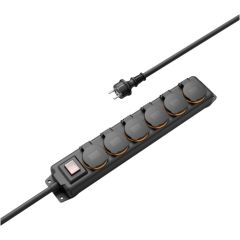 Hama Āra Strēmeļu Bloks 4-Veidi IP44 Laika Apstākļiem Izturīgs 4m Kabelis Apgaismots Slēdzis Melns Jaunumi - Datori