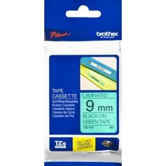 BROTHER TZ721 9 BLACK ON GREEN Tintes printeru izejmateriāli