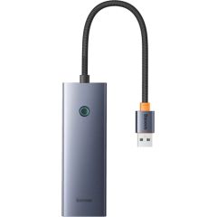 Hub Baseus UltraJoy Series Lite 4-Port (USB to USB 3.0*3+RJ45*1+USB-C 5V) (gray)