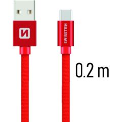 Swissten Textile Universāls Quick Charge 3.1 USB-C Datu un Uzlādes Kabelis 20 cm Data USB kabeļi